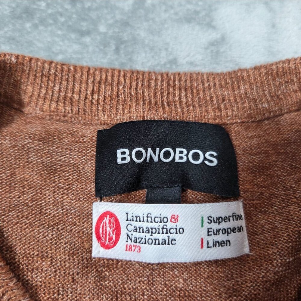 Bonobos Top Mens Small Rust Brown Marl Italian Linen Henley Preppy Sweater NWOT - Picture 3 of 10